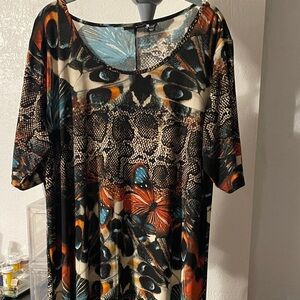 Attitudes by Renee Vibrant Butterfly Print Tunic